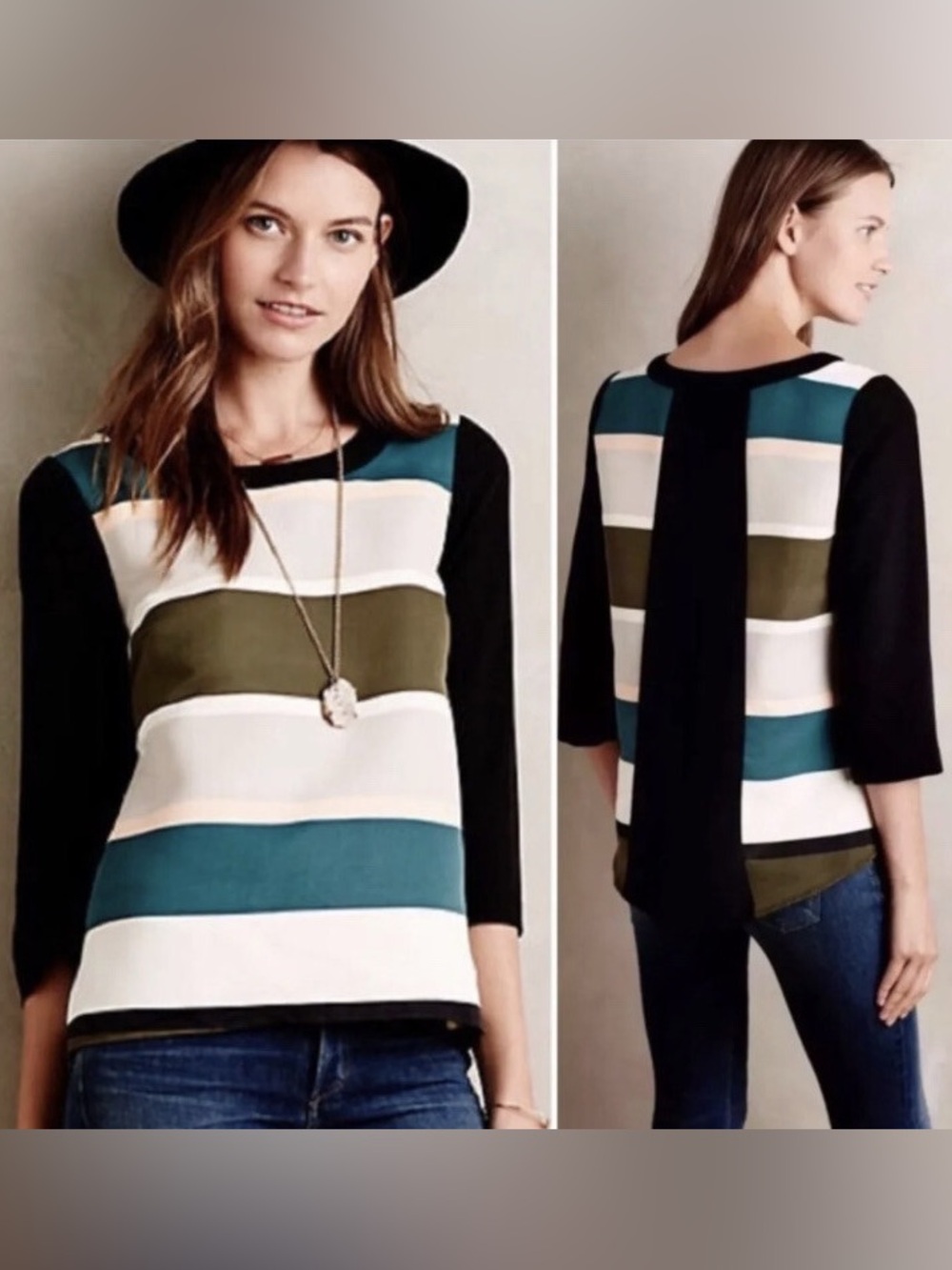 Troubadour for Anthropologie Color Block Top | Size 10